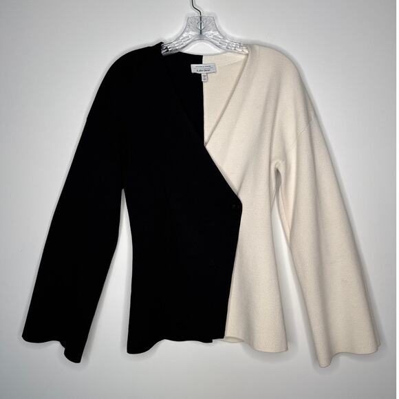& Other Stories Stockholm Atelier Colorblock Wrap black & cream Cardigan XS - Picture 13 of 15